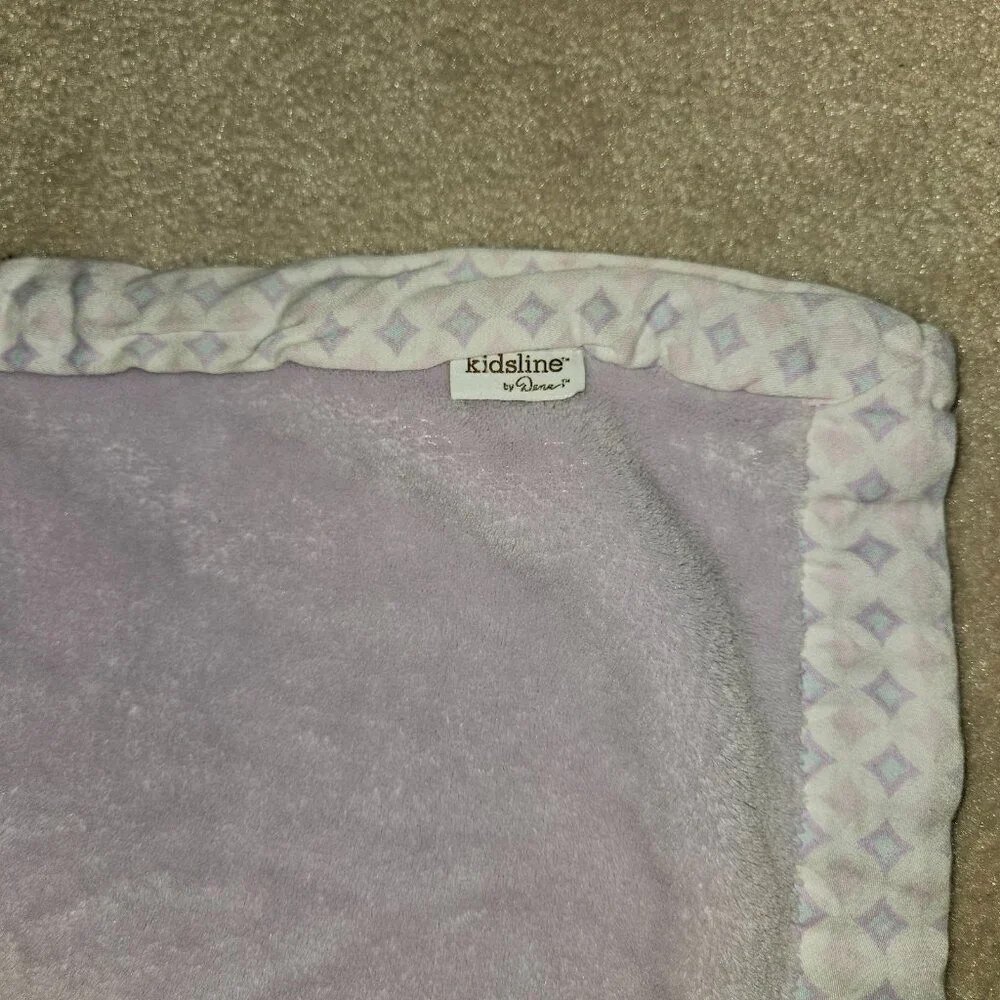 Kidsline by Dena Fleece Purple Flower Baby Blanket Diamond Trim 28